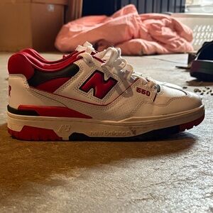 New Balance 550 White and Red Sneakers